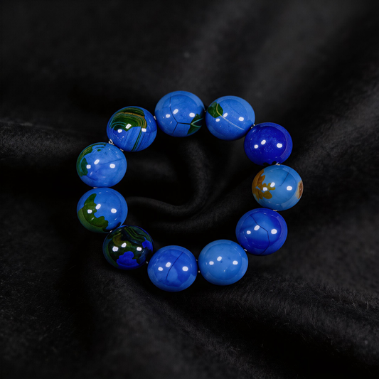 Natural Earth Agate Bracelet - Improves Focus& Patience Stone - Cleanses Negative Energy & Balances Aura