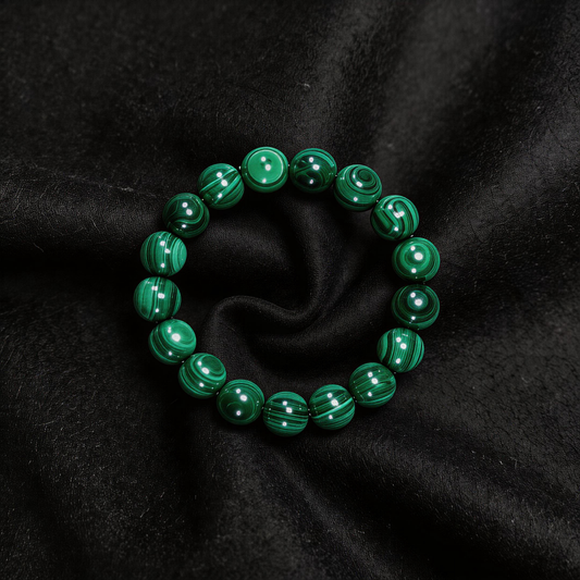 Natural Malachite Bracelet - Protection & Aura Shield Stone - Emotional Healing & Stress Relief