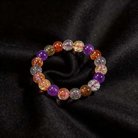Natural Super Seven Bracelet - Powerful Energy Cleansing & High Vibration Stone - Enhances intuition & spiritual awareness